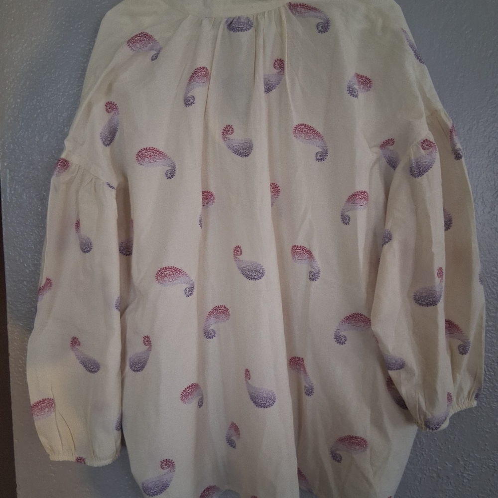 J Jill NWT Popover Paisley 3/4 Sleeve Cotton Blend Top XLT/2X - Picture 5 of 6